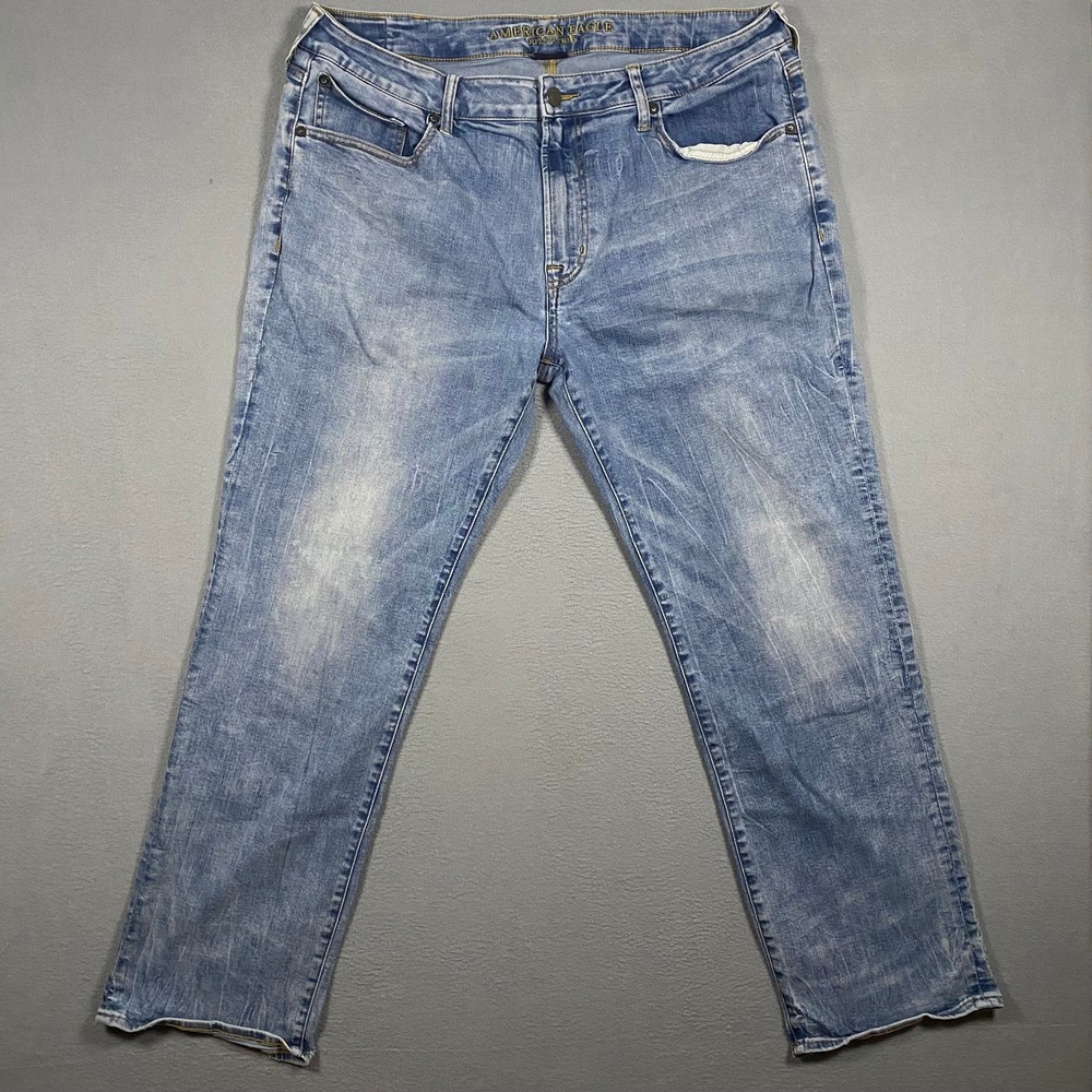 American Eagle Original Straight Extreme Flex Jeans Light Wash 38x32‎ 4203